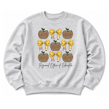 Load image into Gallery viewer, ROE 13 Apples and Bows Leopard Crew Sweatshirt