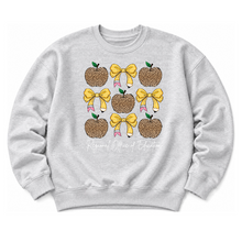 Load image into Gallery viewer, ROE 13 Apples and Bows Leopard Crew Sweatshirt