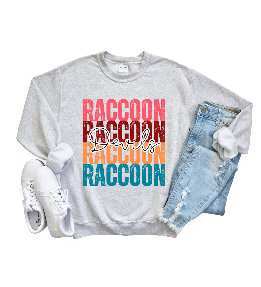 Raccoon Colorful Stacked