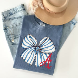 Blue and White Bow