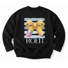 Load image into Gallery viewer, ROE 13 Blue Lined Bow Pencil Crew Sweatshirts
