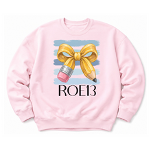 Load image into Gallery viewer, ROE 13 Blue Lined Bow Pencil Crew Sweatshirts
