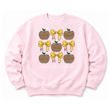 Load image into Gallery viewer, ROE 13 Apples and Bows Leopard Crew Sweatshirt
