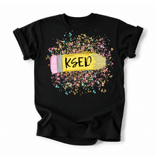 Load image into Gallery viewer, KSED Glitter Splatter Pencil Tee Version
