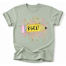 Load image into Gallery viewer, KSED Glitter Splatter Pencil Tee Version
