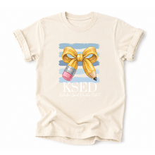 Load image into Gallery viewer, KSED Pencil Bow Lines Tee Version
